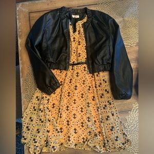 Precious GB kids dress with leather jacket to extend wearable seasons.